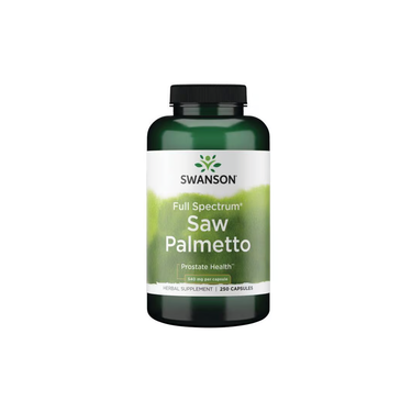 Swanson Saw Palmetto 540 mg, 250 capsules, is a herbal supplement for prostate health and DHT support.